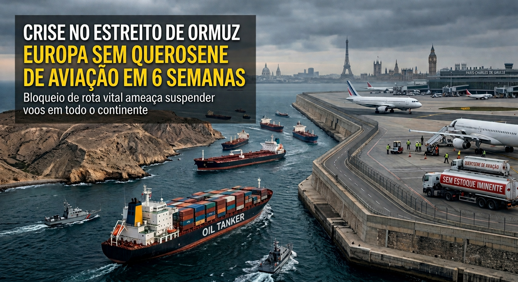 Crise no Estreito de Ormuz Pode Deixar a Europa sem Querosene de Aviação em até Seis Semanas